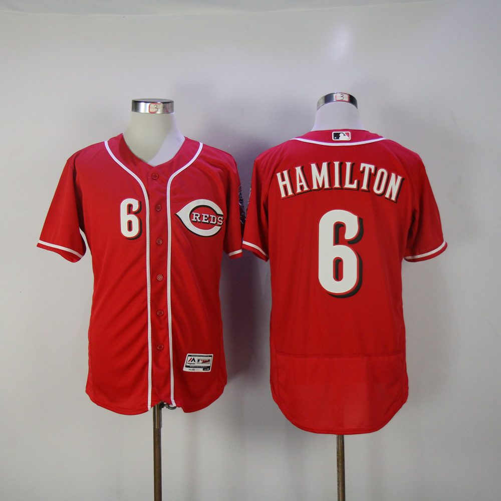 Men MLB Cincinnati Reds #6 Hamilton red jerseys